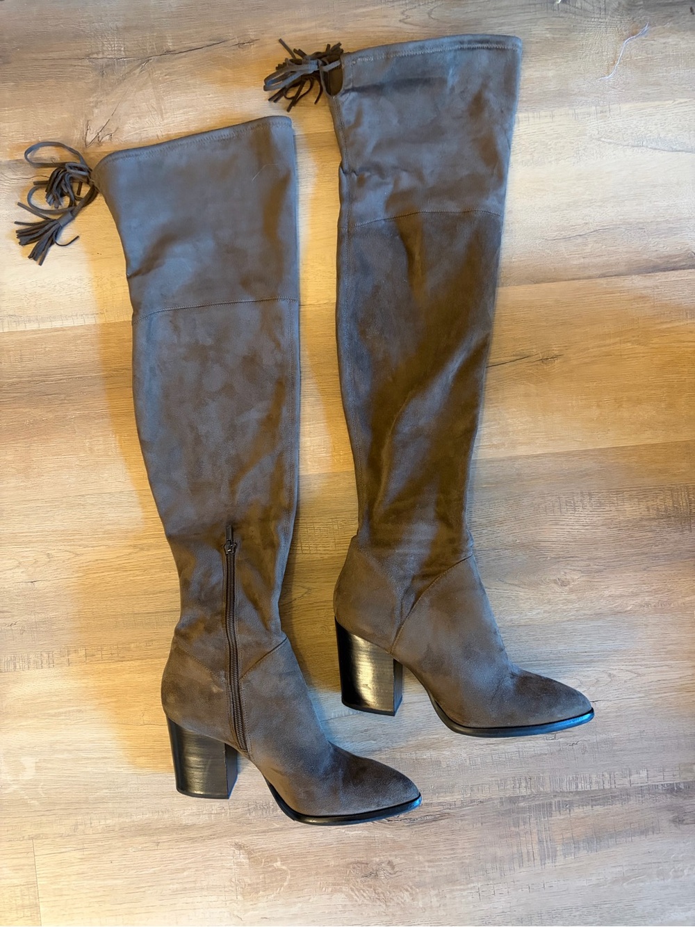 Marc Fisher Over-the-Knee Suede Boots in Taupe Gray